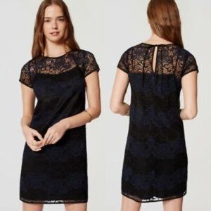 LOFT Black Flower Lace Dress - NWOT